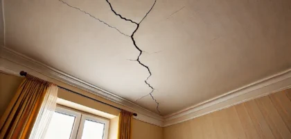 ceiling repair of a crack in the ceiling