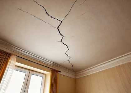 ceiling repair of a crack in the ceiling