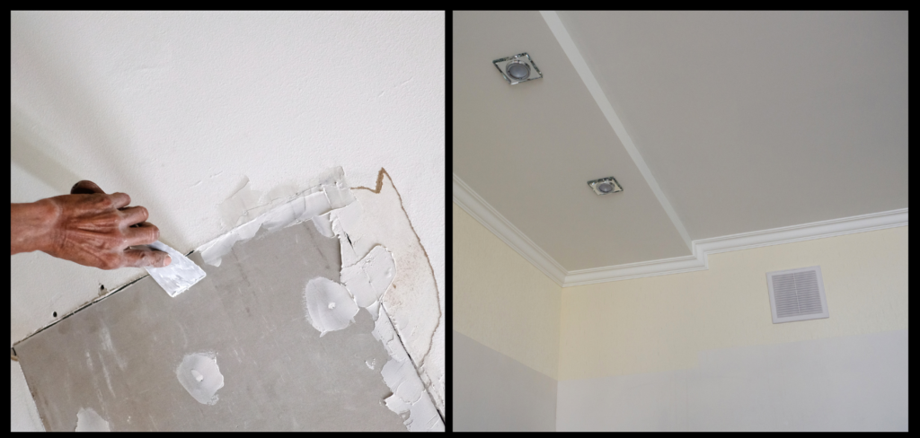 water damage drywall ceiling repair